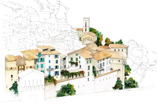 vue du projet, aquarelle d'Eliette Karche