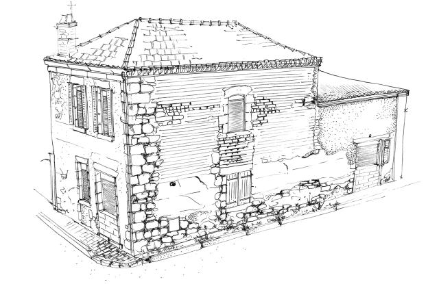 Patrimoine terre crue urbain - Maison de ville en bauge et adobes
