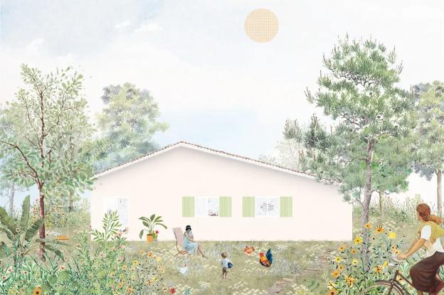collage représentant la façade de la maison