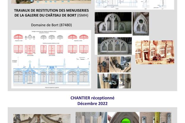 Restitution de menuiseries dans la galerie du château