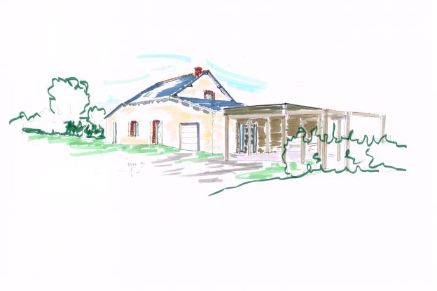 Dessin de conception vue de l'entrée 