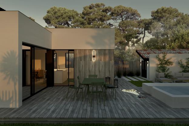 atelier maxime koscielny architecture projet MMZ Andernos-les-Bains - perpective jardin
