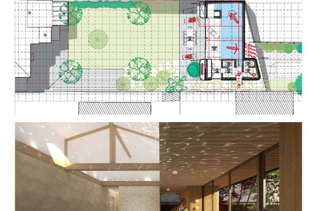 PLAN JARDIN ET PERSPECTIVE SUR LE BASSIN