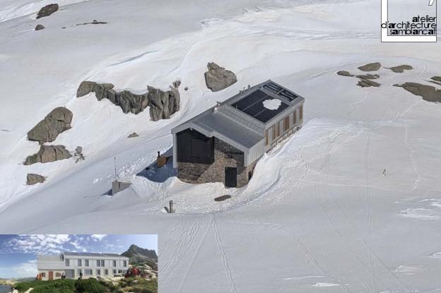 Vue du refuge sous la neige