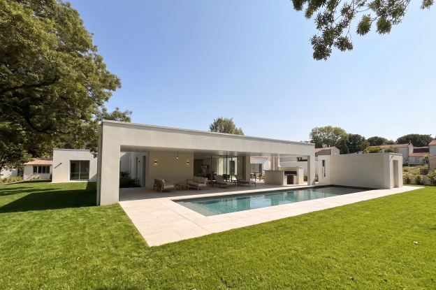 Extension - façade Ouest - piscine, préau, local piscine