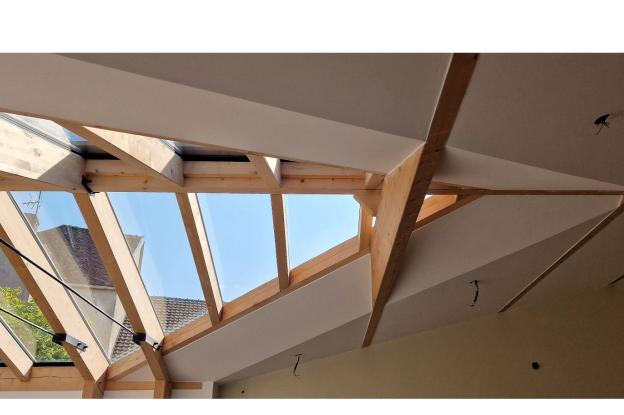 Détail d'une charpente, support de verrière