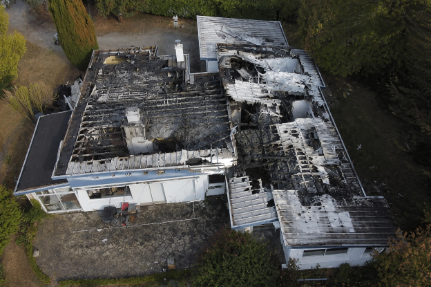 Maison après incendie - Sinistre - Vue aérienne