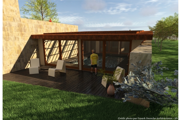 Vue extérieure de la piscine en phase projetée