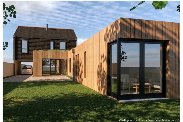 Vue de l'extension depuis le jardin en phase projetée