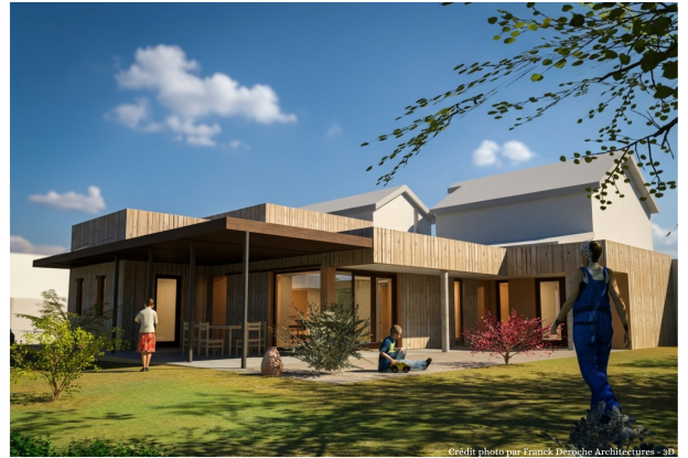 Vue de l'extension depuis le jardin en phase projetée