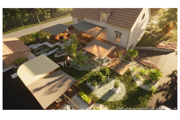 Vue arrière du jardin en phase projetée