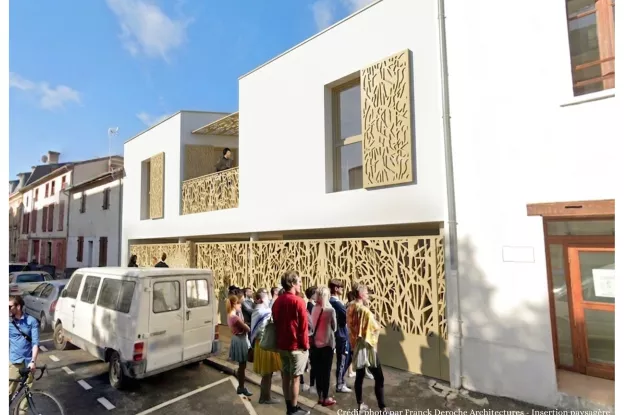 Vue projetée du bâtiment depuis la rue