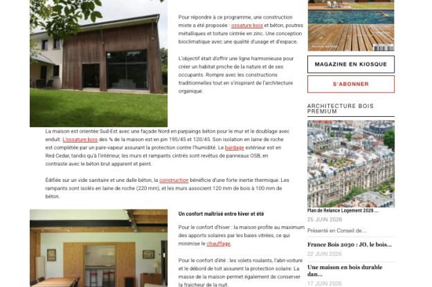 UNE MAISON BOIS BIOCLIMATIQUE EN BRETAGNE –  » ARCHITECTURE BOIS MAGAZINE » ( Juillet 2026) 