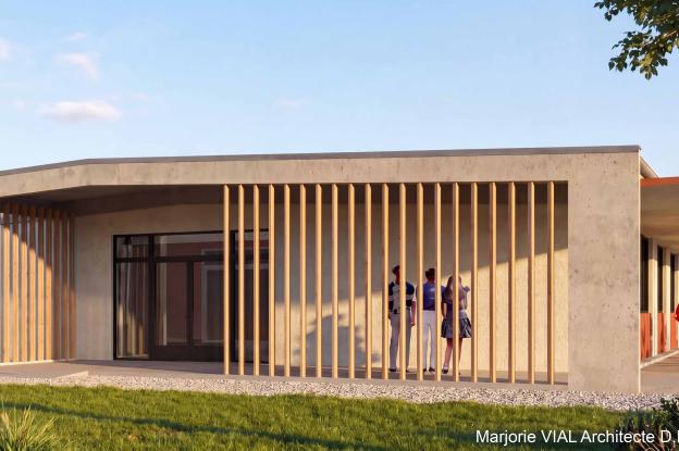 Extensions du restaurant scolaire en béton banché