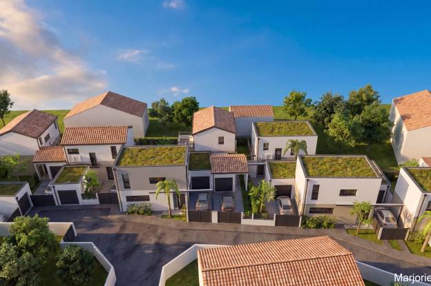 Lotissement de 8 maisons individuelles d'une surface plancher totale de 680 m² sur un terrain de 2 060 m², compris voie d'accès et retournement pompier. Divisions parcellaires minimales, haute densité.  Maisons T4 à étage avec garage, cour et jardin, destinées à la vente.