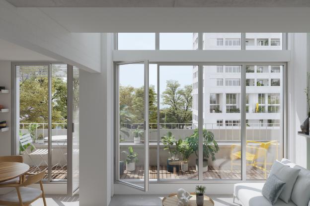 Perspective intérieure d'un logement restructuré