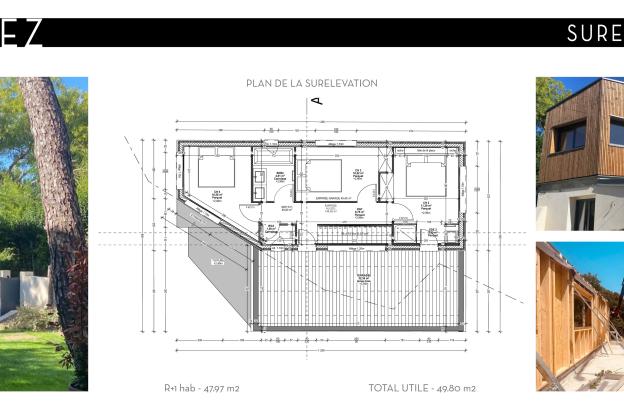 Surélevation bois et terrasse suspendue