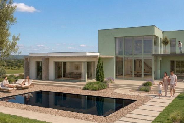 Maison contemporaine toiture terrasse, Façade principale 1