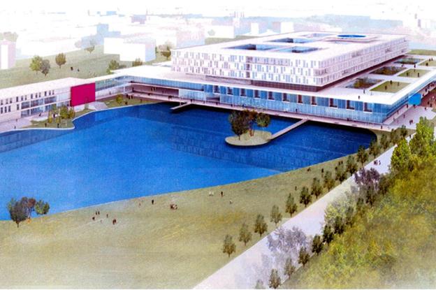 Proposition pour la création du centre Hospitalier William MOrey en collaboration avec 2 autres architectes - Projet non retenu