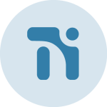 Logo de Topi bleu foncé sur fond circulaire bleu clair. 