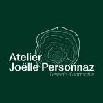 Logo blanc sur fond vert de l'Atelier Joëlle Personnaz
