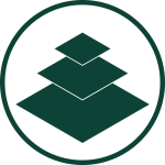 Le logo de l'entreprise correspond à une superposition de plans parallèles, en axonométrie