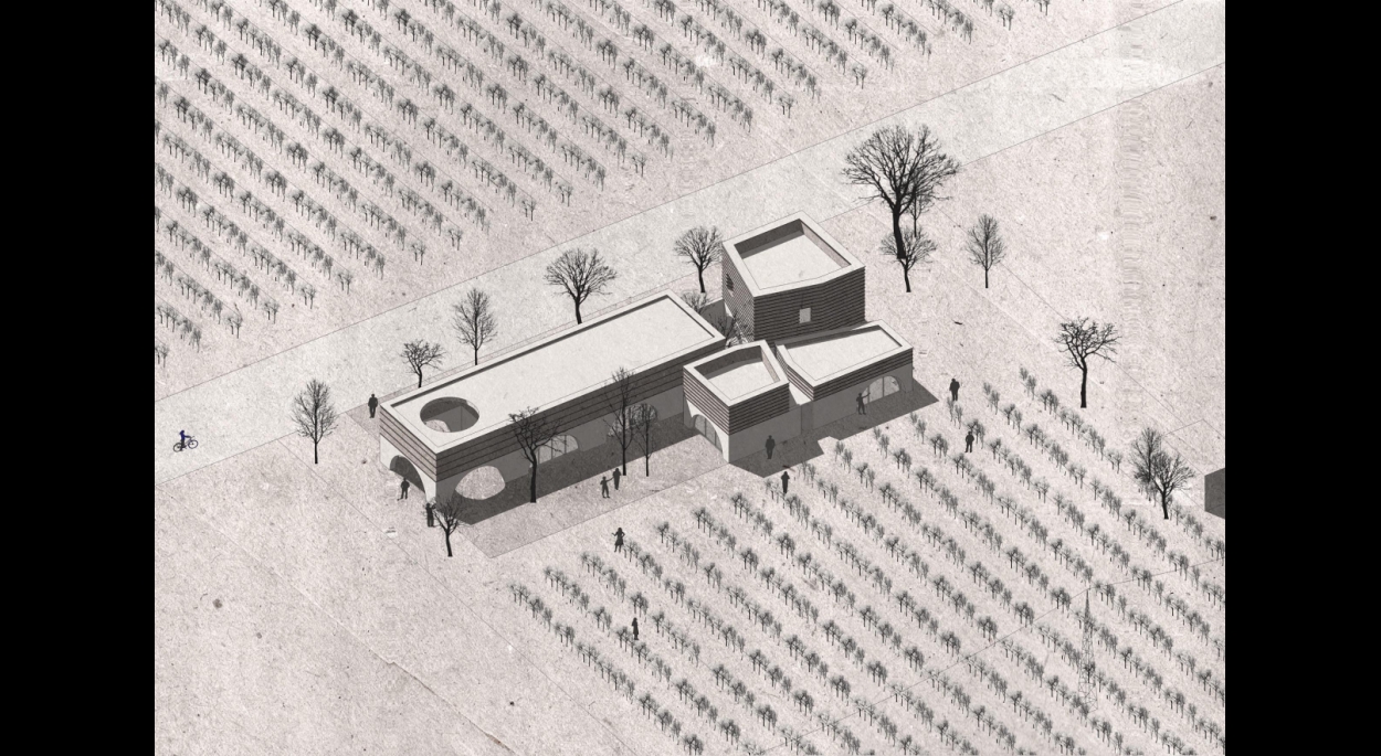 Maison des Vins Argos - Chai viticole en pierre massive et terre crue (pisé et adobe)