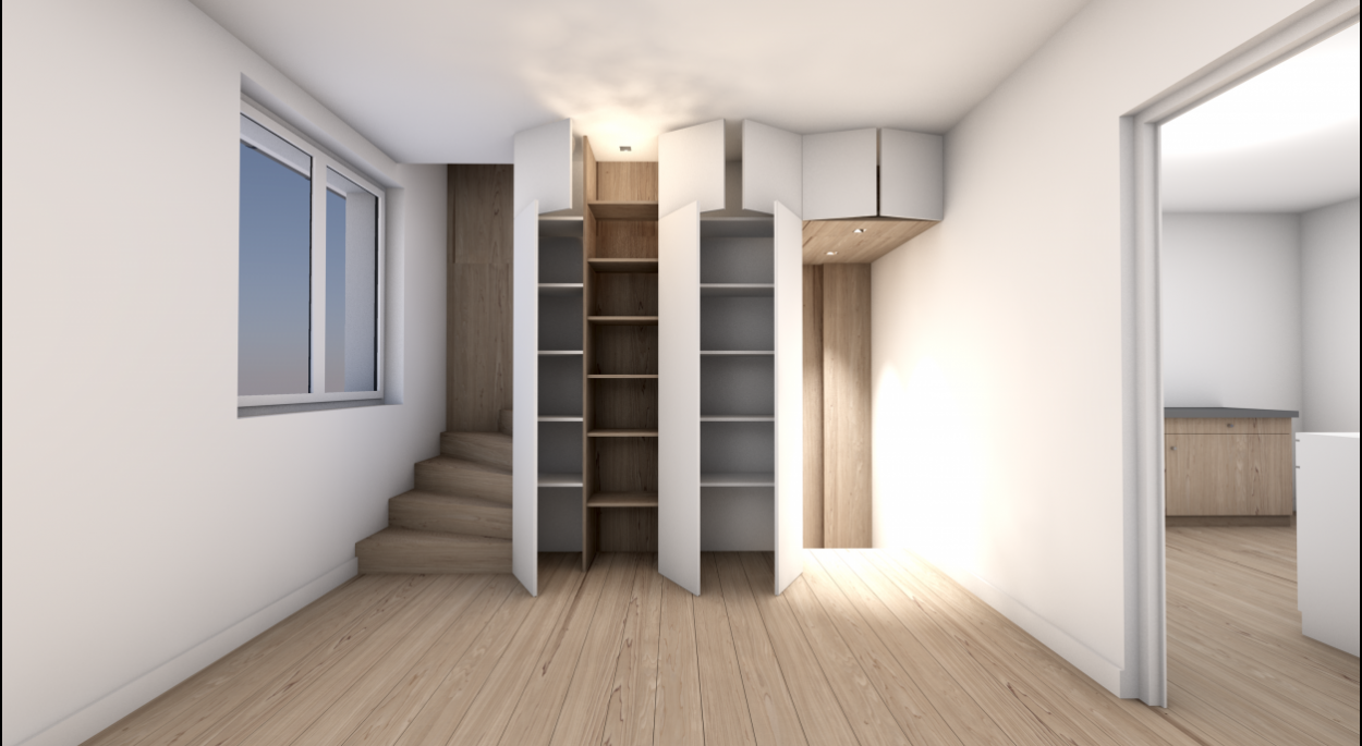 Création d'un escalier et de mobilier intégré
