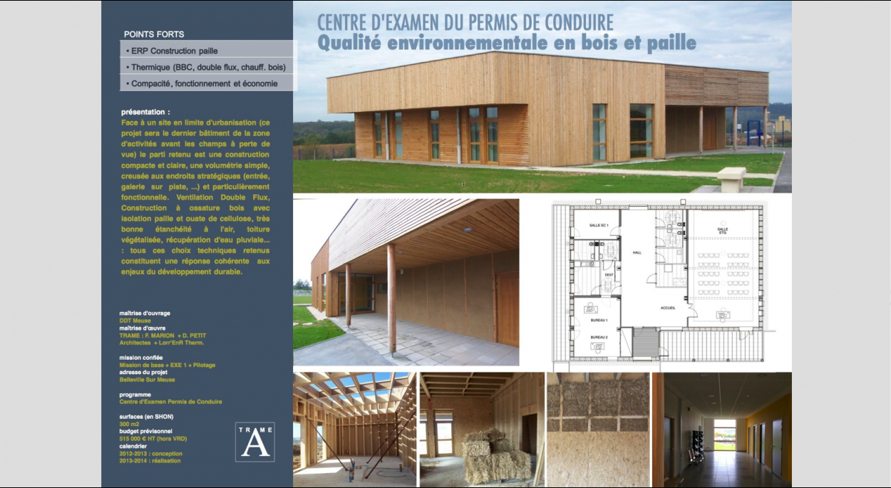 Eco-construction pour un bâtiment public bois, terre et isolation paille