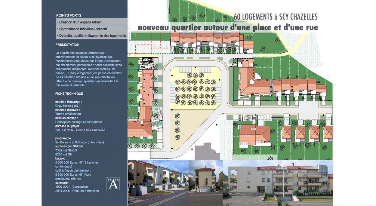 Plan d'ensemble pour 60 logements individuels et collectifs, conçu à partir du cahier des charges établi par l'AGURAM