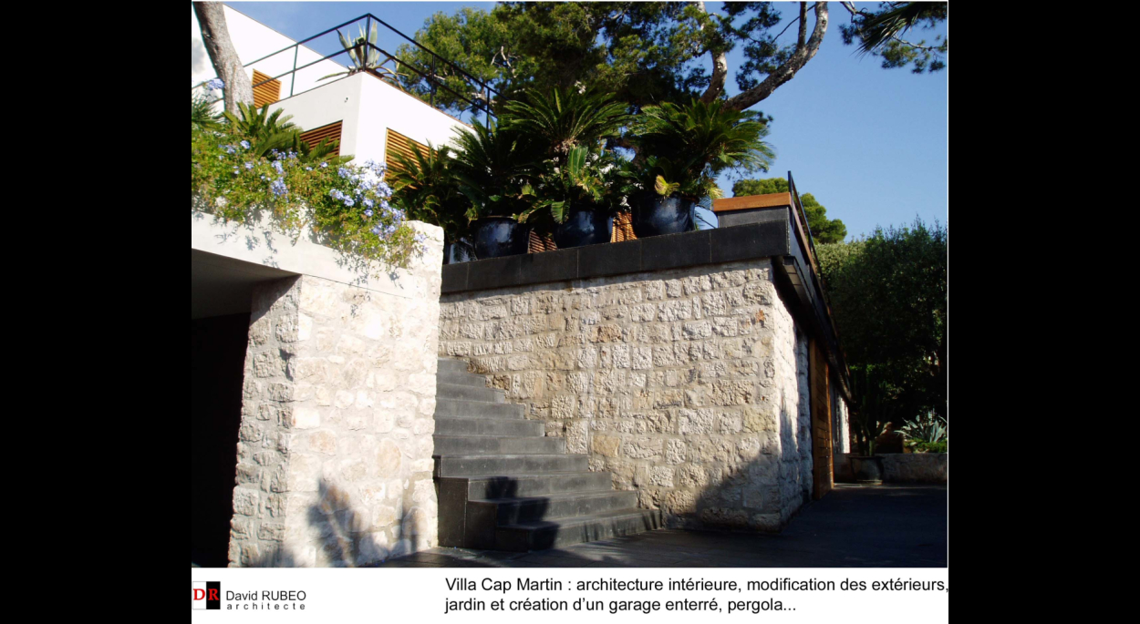 Rénovation Villa Cap Martin, architecture intérieure, jardin, création garage