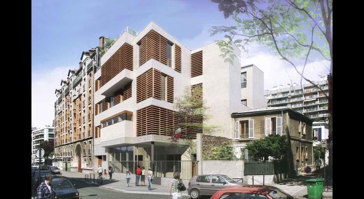 ECOLE POLYVALENTE - rue Olivier Metra PARIS  vue perspective