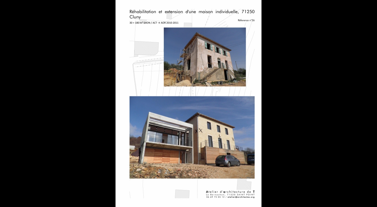 Réhabilitation et extension d'une maison individuelle à Cluny