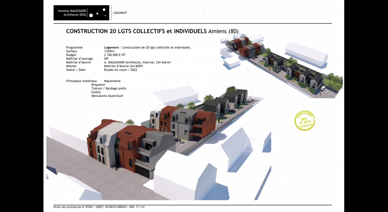 Construction de 20 logements collectifs et individuels - Maugnard_Architectes_Amiens 