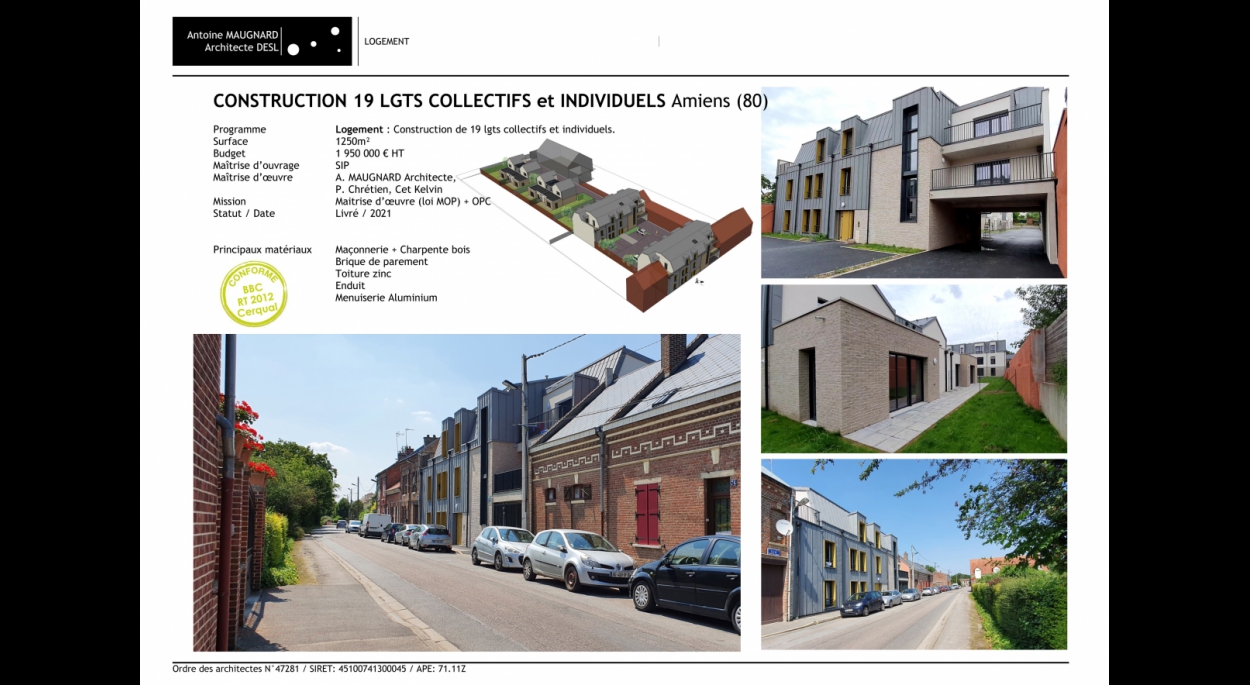 Construction de 19 logements collectifs et individuels - Maugnard_Architectes_Amiens 