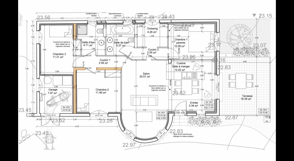 Réhabilitation et extension - Maison individuelle - Saint-Aygulf - Plan projet