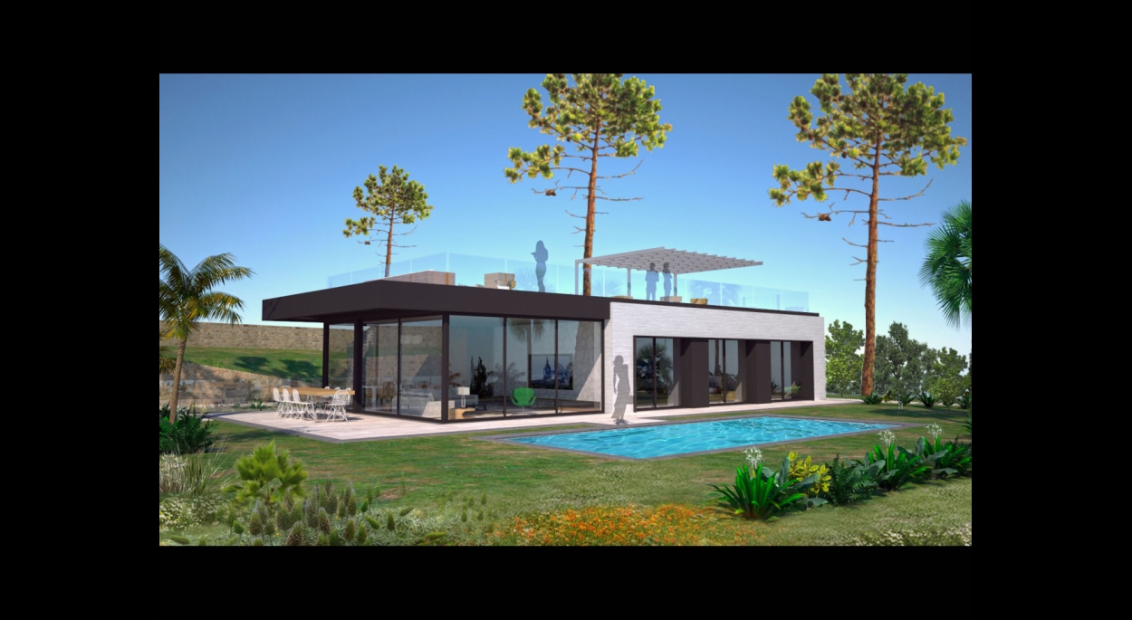 Villa moderne, 3D Façade Sud/Est