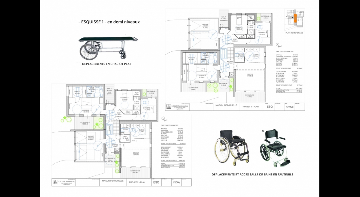 Maison individuelle accessible PMR pour des déplacements en chariot plat et fauteuil roulant
