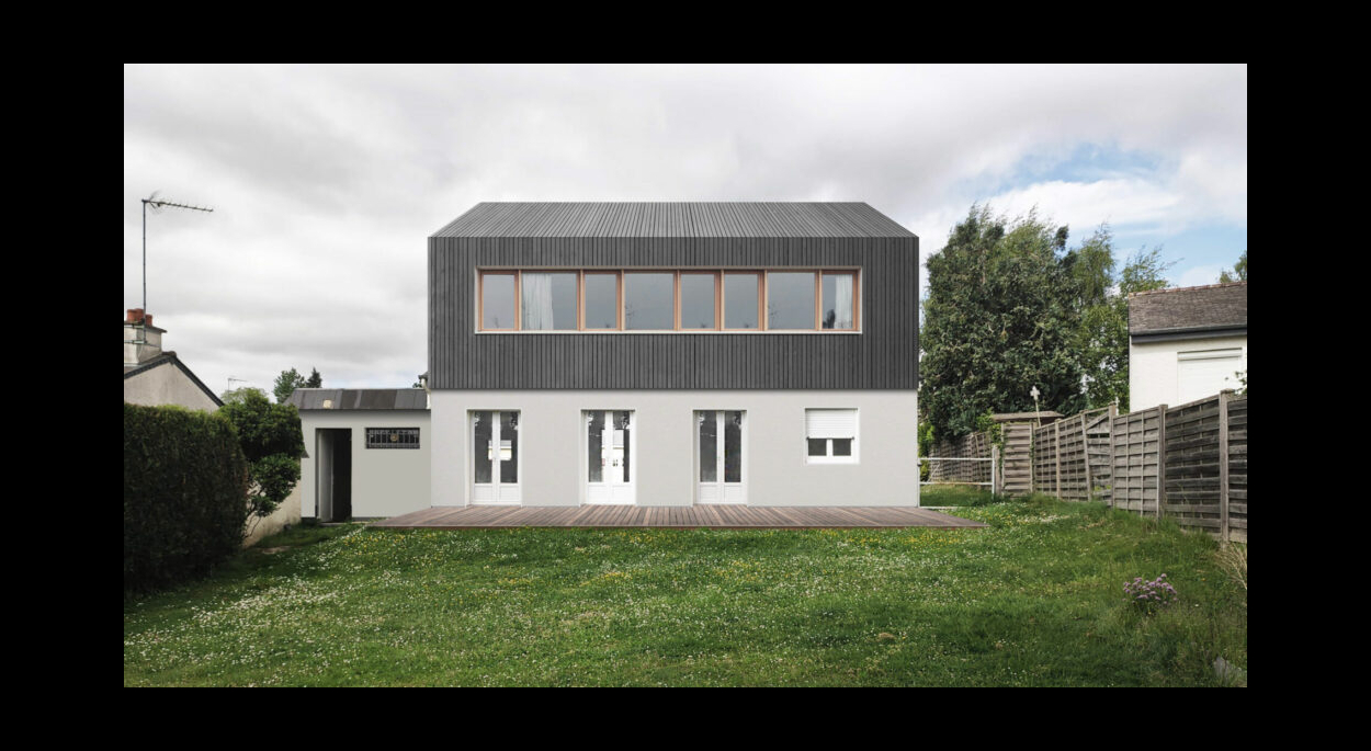ouest atelier architecture projet polka betton ille et vilaine surelevation maison perspective projet jardin