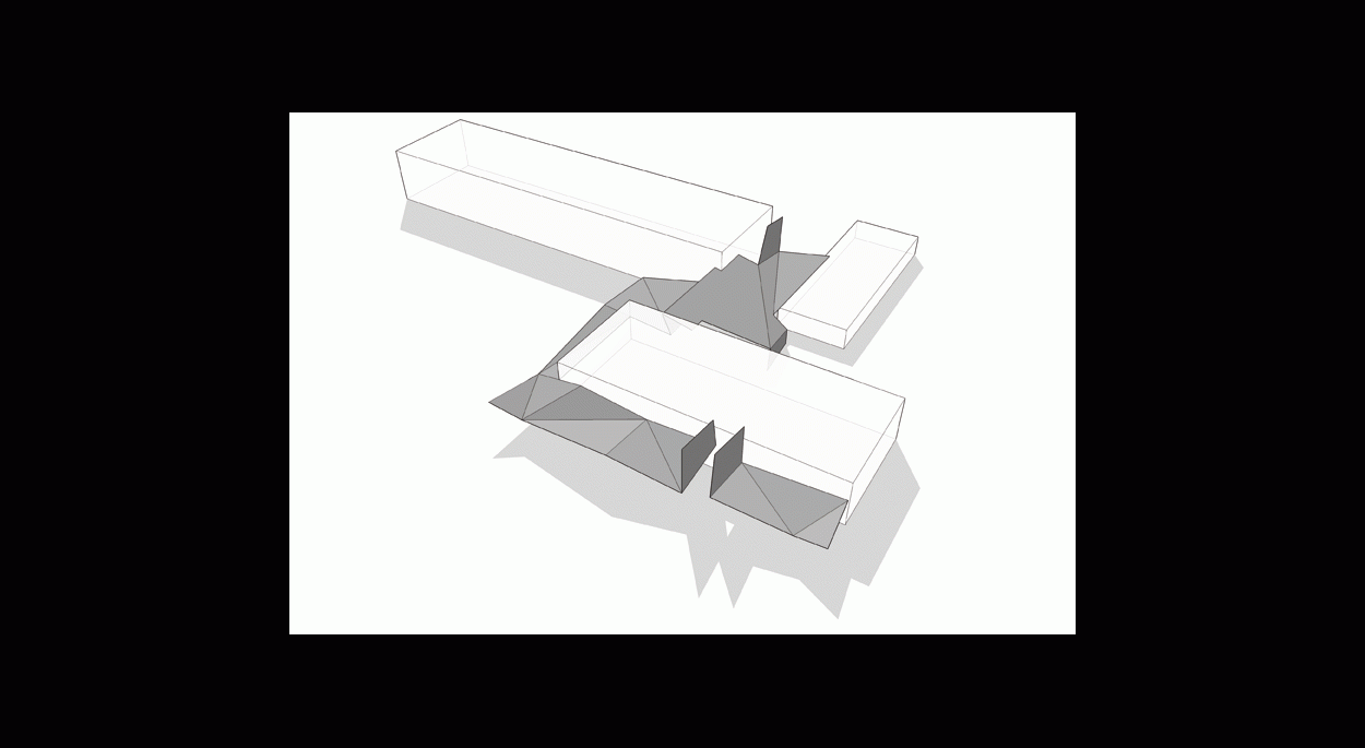 Déploiement du projet / toiture entre les bâtiments existants