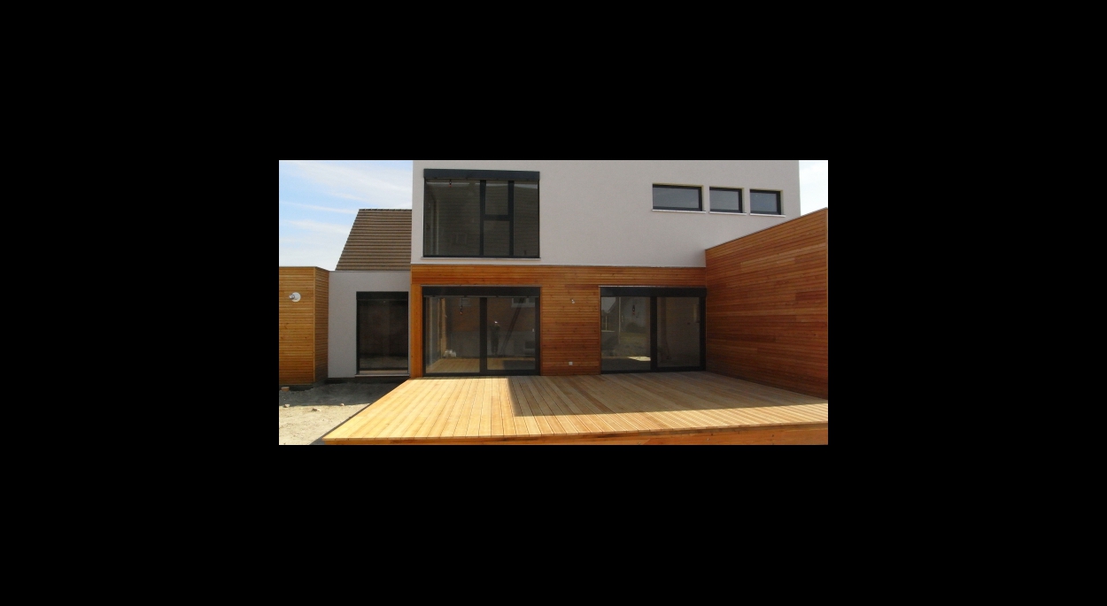maison toit plat contemporaine ossature bois BBC bioclimatique alsace bas-rhin