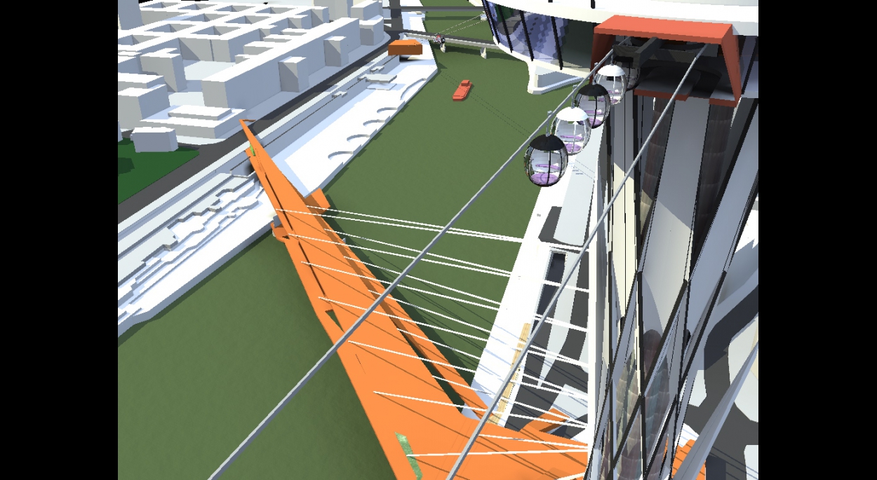 Création d'un passerelle piétonne, et d'une gare multimodale avec téléphérique à Paris - Projet par l'Atelier S architectures - architecte à Toulouse