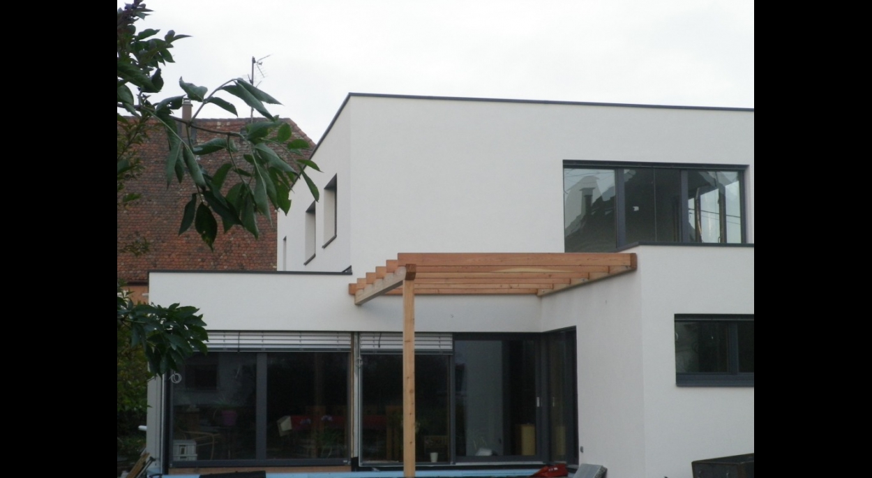 maison toit plat contemporaine BBC bioclimatique solaire ossature bois alsace bas-rhin
