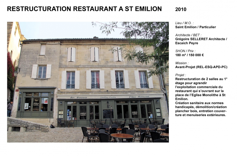 Restructuration restaurant St Emilion