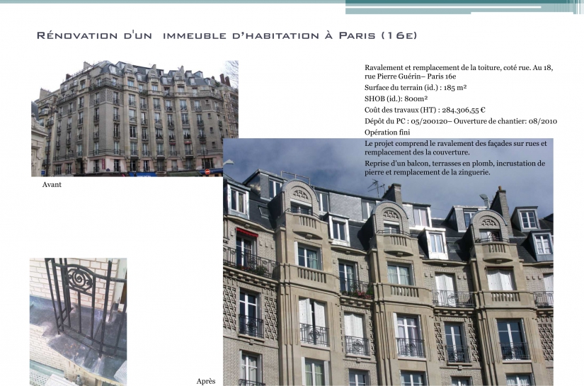 Architecte, Paris, Ravalement