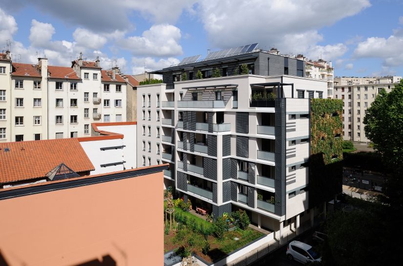 Logements collectifs haut-de-gamme à Lyon 6ème - Archigroup Architectes - façade côté jardin