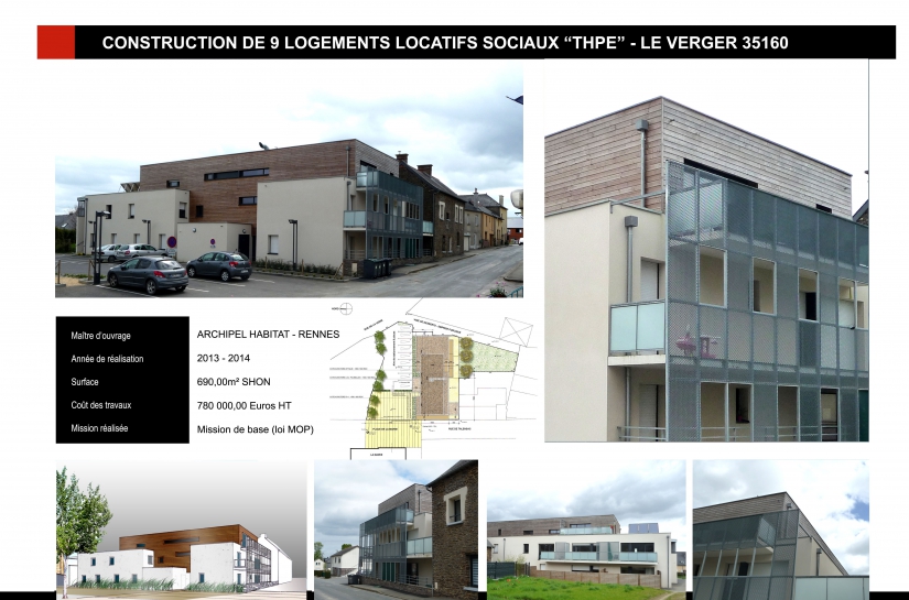 Construction d'un immeuble ARCHIPEL HABITAT de 9 logements locatifs sociaux à LE VERGER (35)