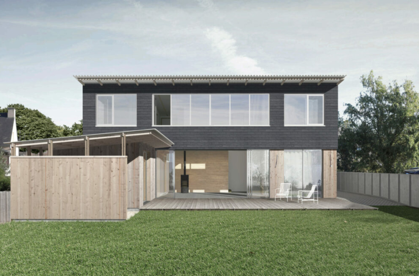 ouest atelier architecture projet irene vire normandie construction maison neuve perspective sud jardin