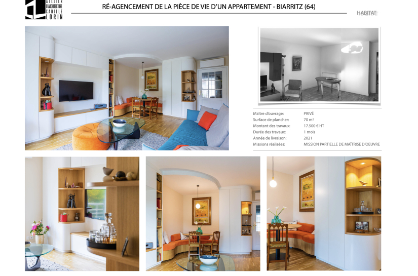 Ré-agencement de la pièce de vie d'un appartement à Biarritz (64)