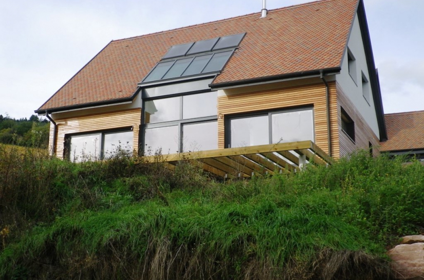 maison bioclimatique BBC contemporaine solaire maison passive ossature bois alsace haut-rhin 